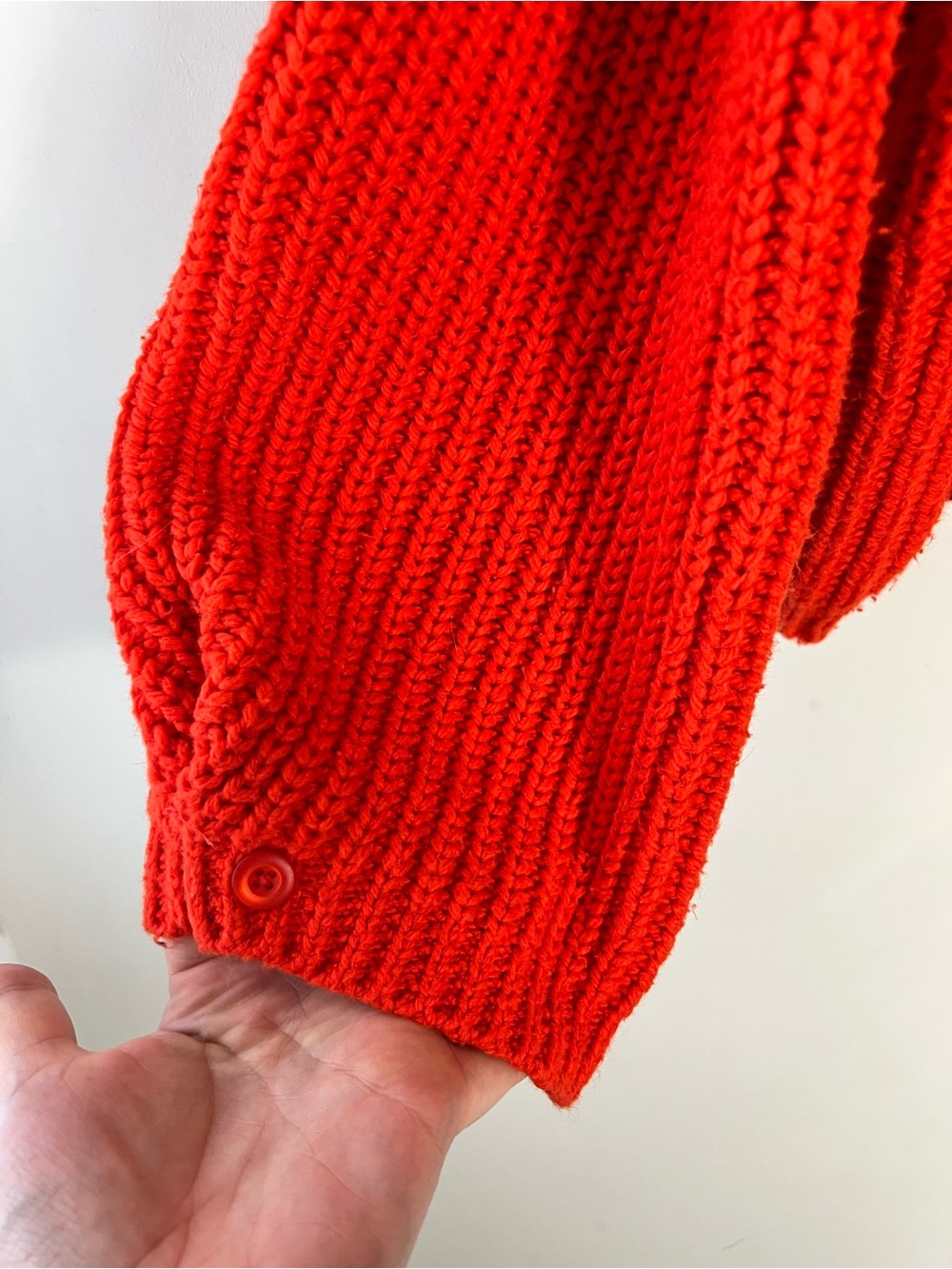 Anthropologie Moth Baja Orange Chunky Knit Oversized Cropped Sweater Size Medium - Picture 7 of 13